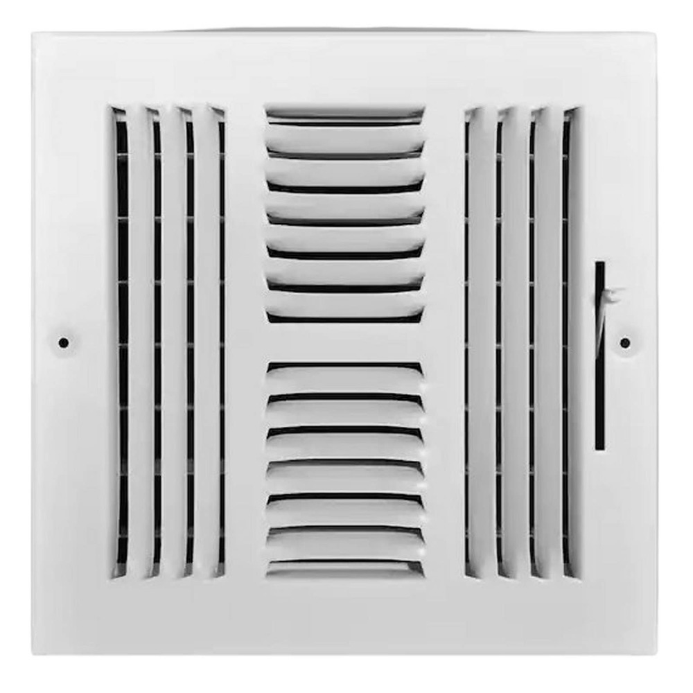 Everbilt 8 in. x 8 in. 4-Way Steel Wall/Ceiling Register in White (OD 9.75 sq.)